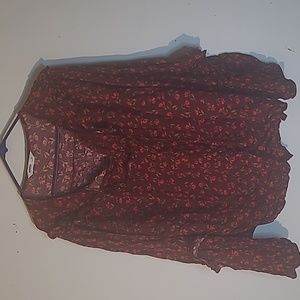 Sonoma 2x Red Blouse ruffled sleeves EUC NWOT soft material